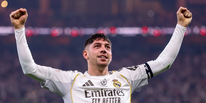 Fede Valverde celebrando la victoria del Real Madrid