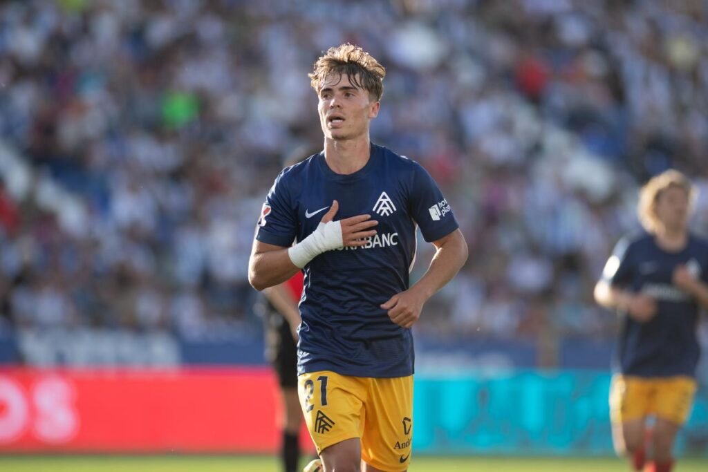 Celebración del 0-3 del FCAndorra. Gol de Josep Cerdà