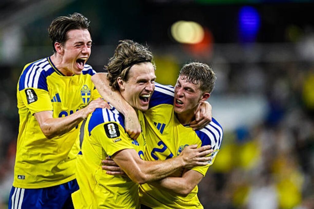 Mattias Svanberg celebra tras anotar el cuarto gol de Suecia ante Túnez en el partido del Grupo F del Mundial 2026