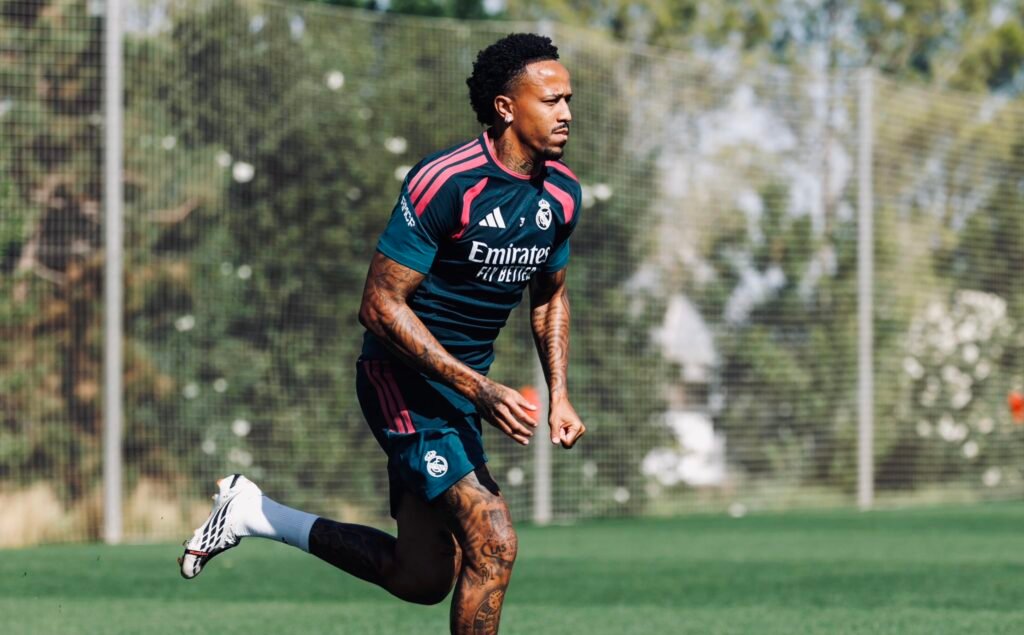 Militao durante un entrenamiento del Real Madrid del pasado mes de septiembre